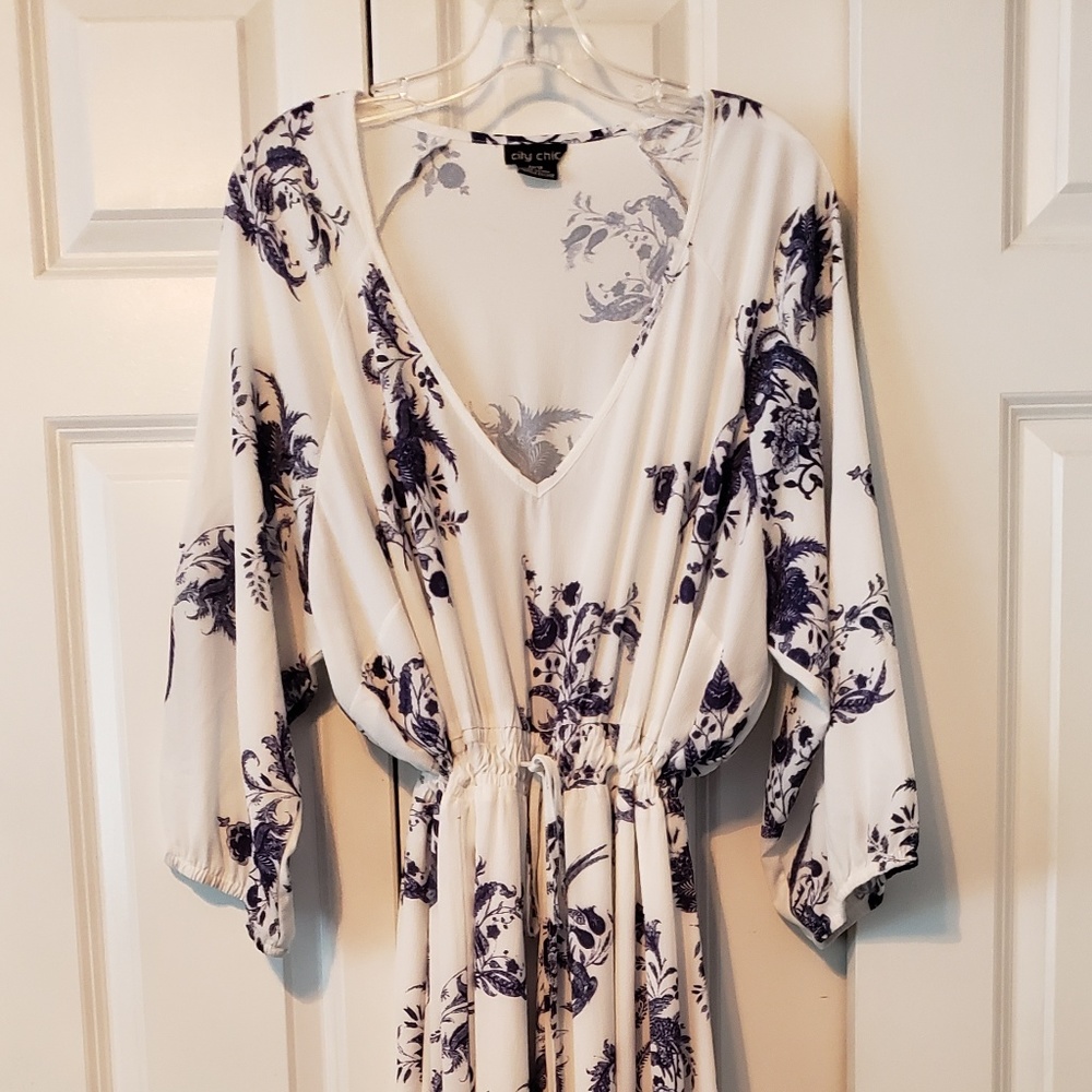 City Chic Blue and White Floral Summer Maxi Dress